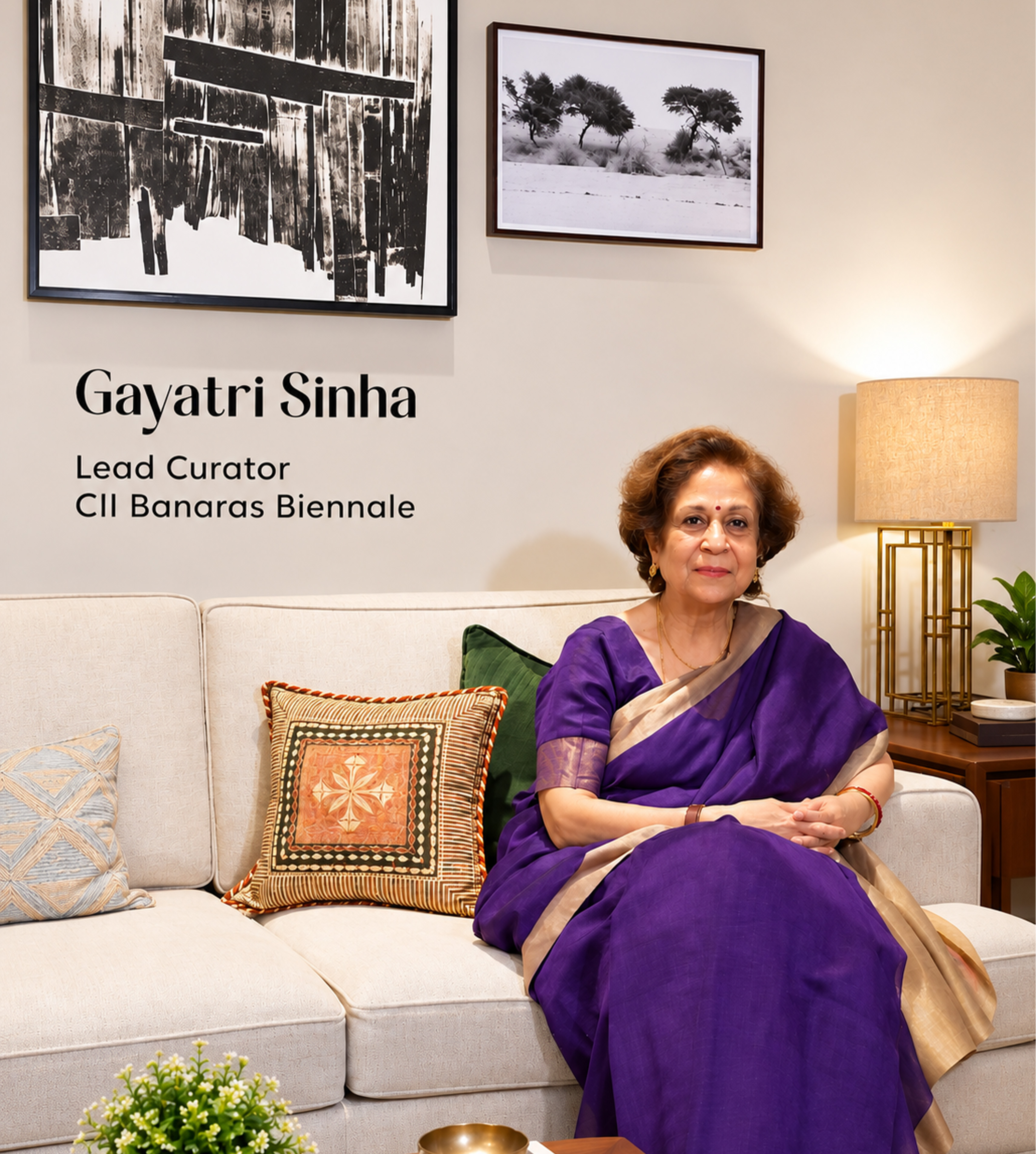 Portrait of Gayatri Sinha, Lead Curator of CII Banaras Biennale.